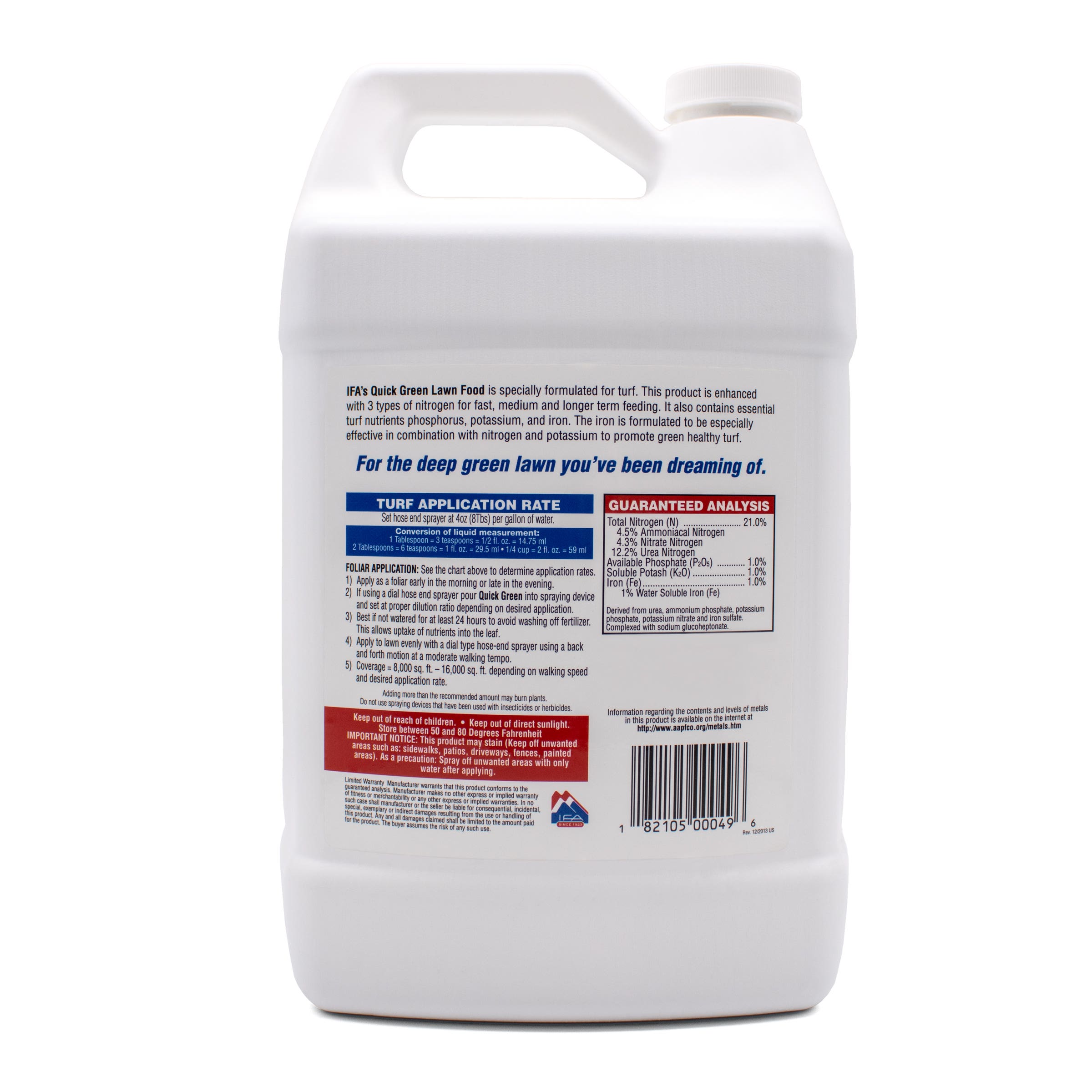 IFA Quick Green Lawn Food 21-1-1 Plus Iron, 1 Gallon