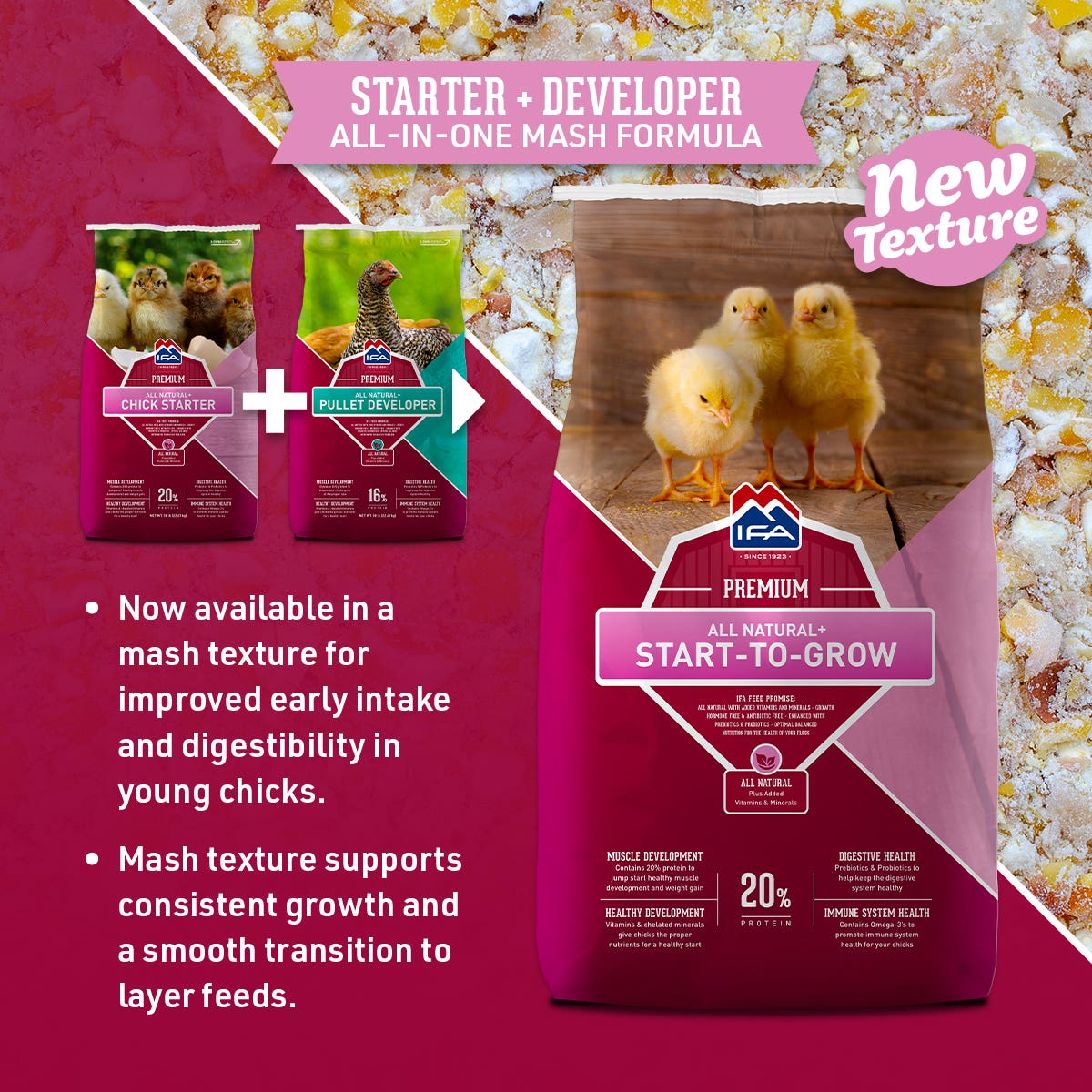 IFA All Natural+ Start-To-Grow, 50 Lb. -- Chick and Pullet Developer Mash Feed