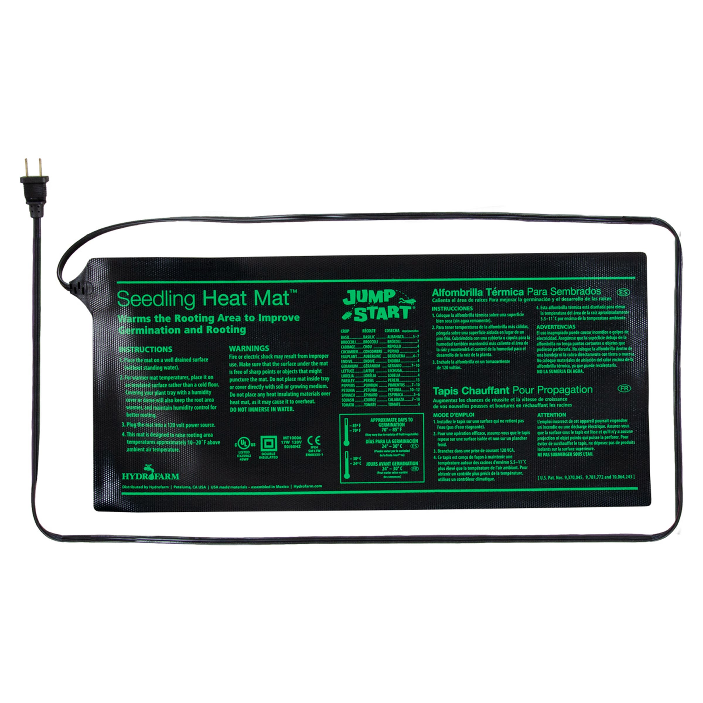 Jump Start Seedling Heat Mat, 19-1/2 in L, 8-7/8 in W, 120 V