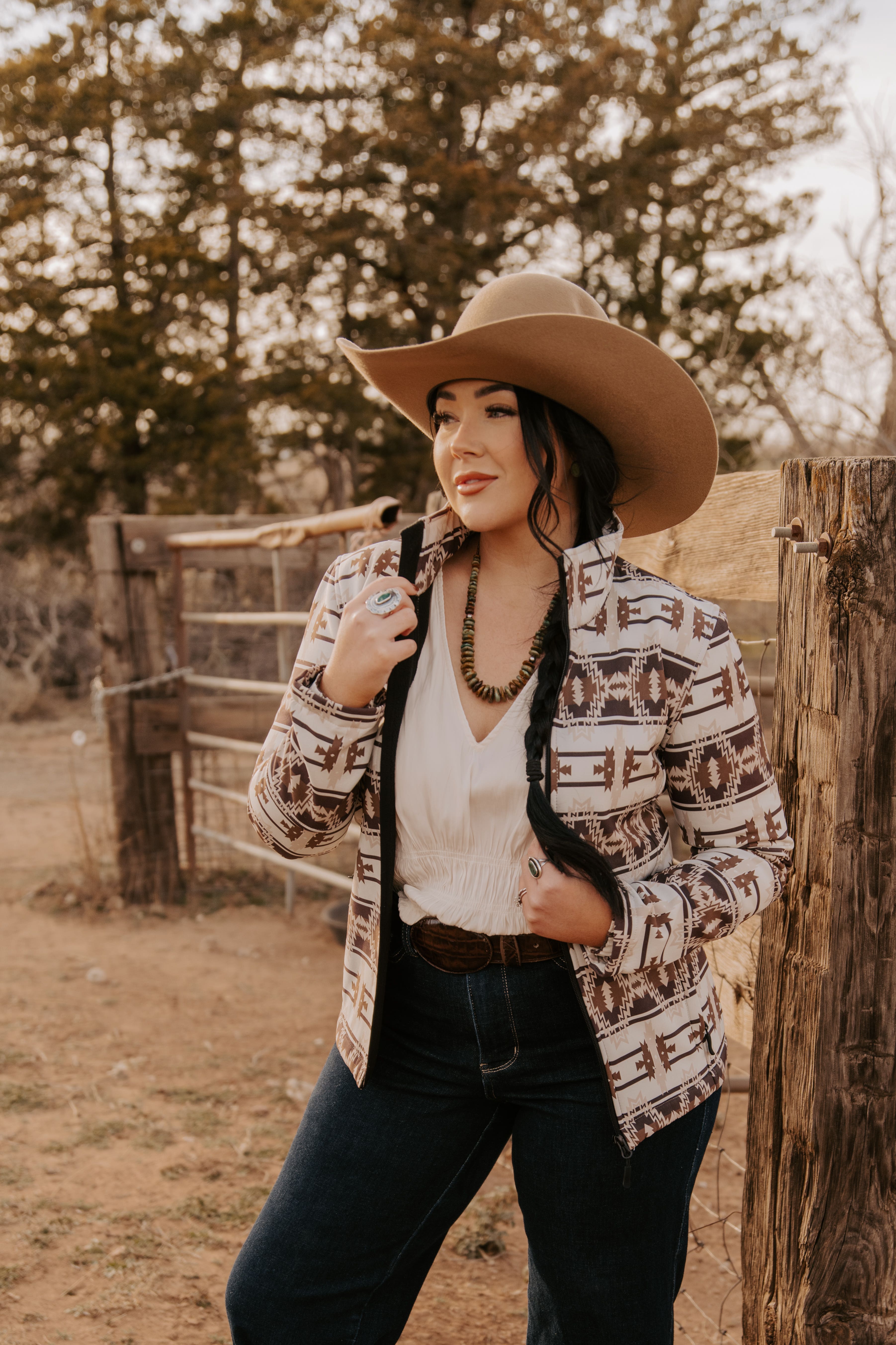 MontanaCo Women's Soft Shell Aztec Pattern Jacket