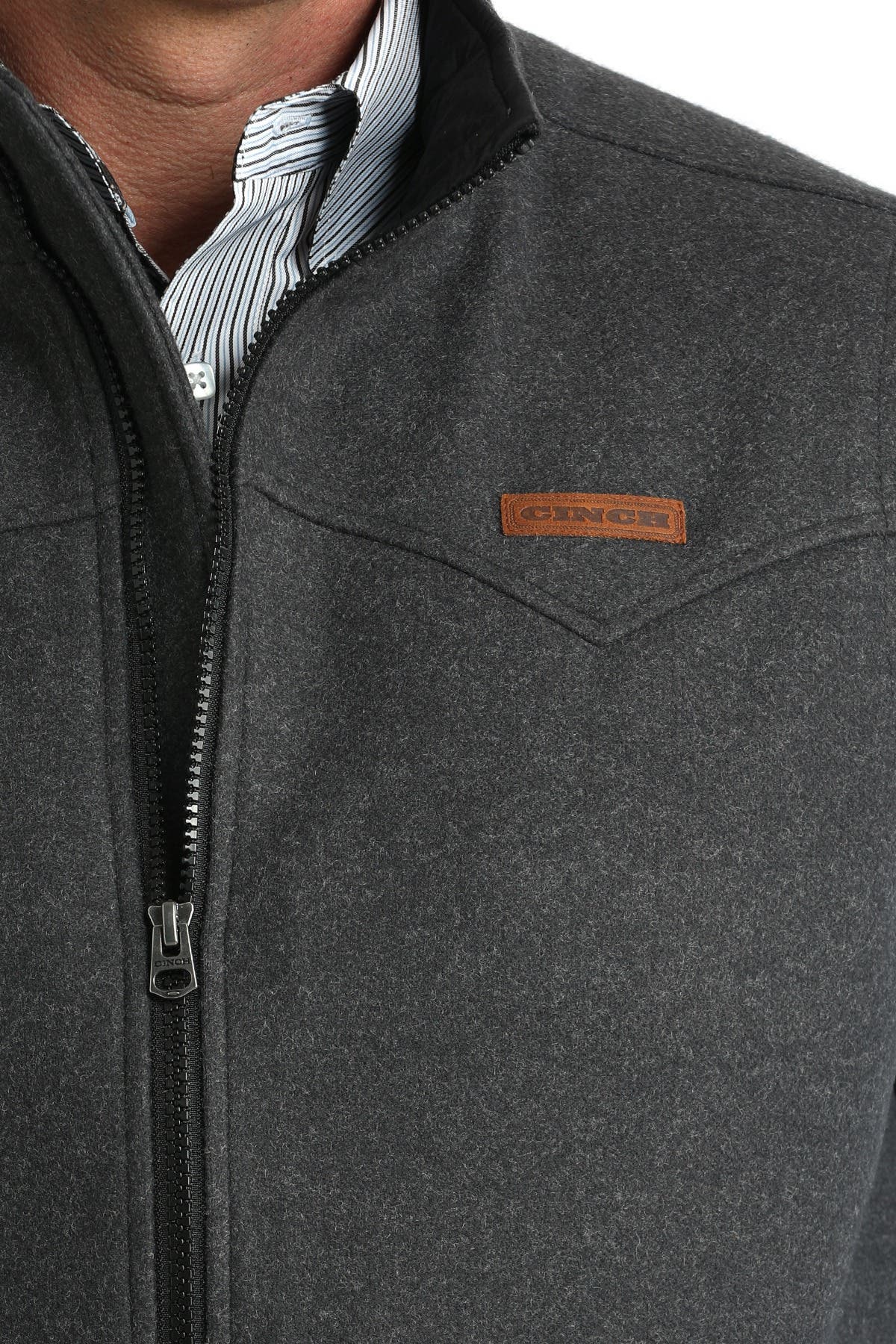 Cinch Men's Brushed Western Full Zip Vest, Charcoal, S