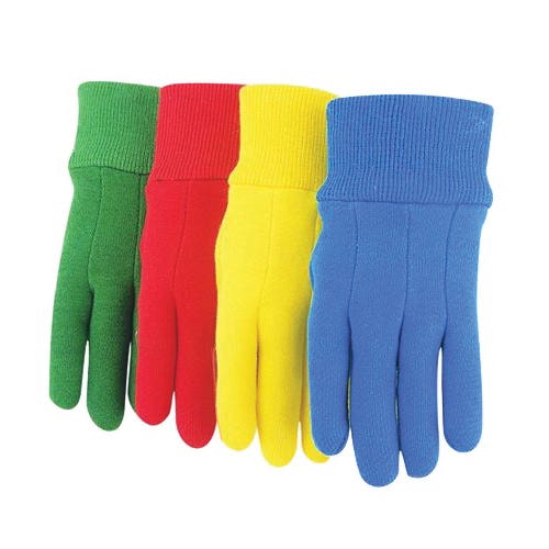 MidWest Gloves & Gear 537K Kids Work Gloves, Knit Wrist Cuff, Cotton/Jersey, Assorted