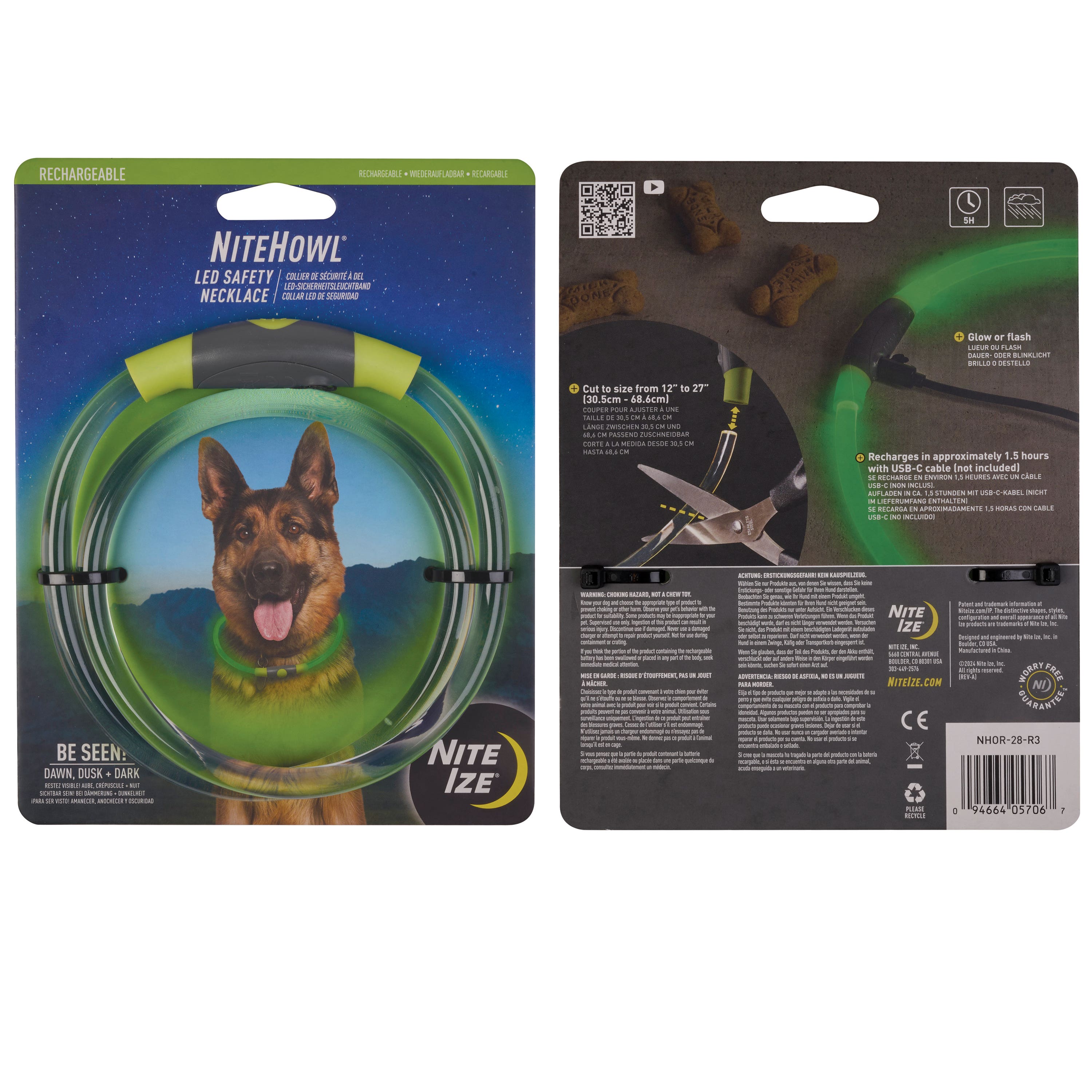 Nite Ize NiteHowl Rechargeable LED Safety Necklace, Green