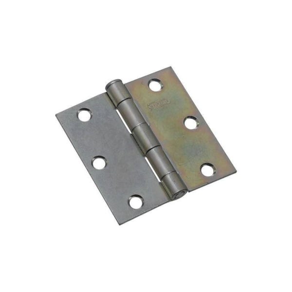 National Hardware N195-651 Broad Hinge, 3 in W Frame Leaf, 0.08 in Thick Frame Leaf, Steel, Zinc, Loose, Removable Pin