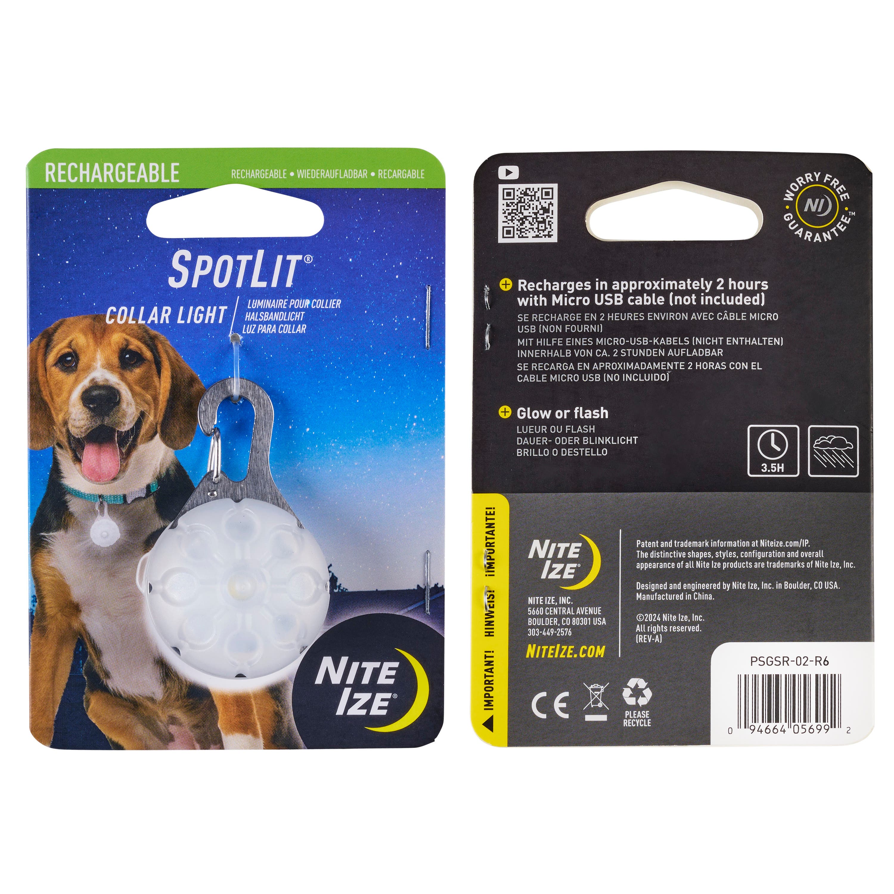 Nite Ize SpotLit Rechargeable Collar Light, White