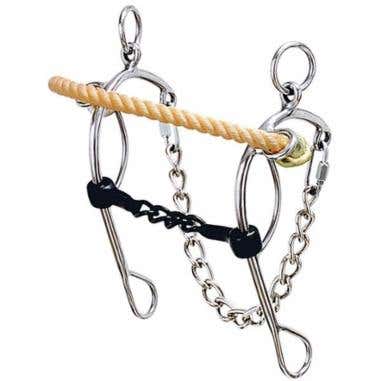Ride The Brand Hackamore with Mouth Gag and Rope Noseband, 5 in Mouth, Stainless Steel