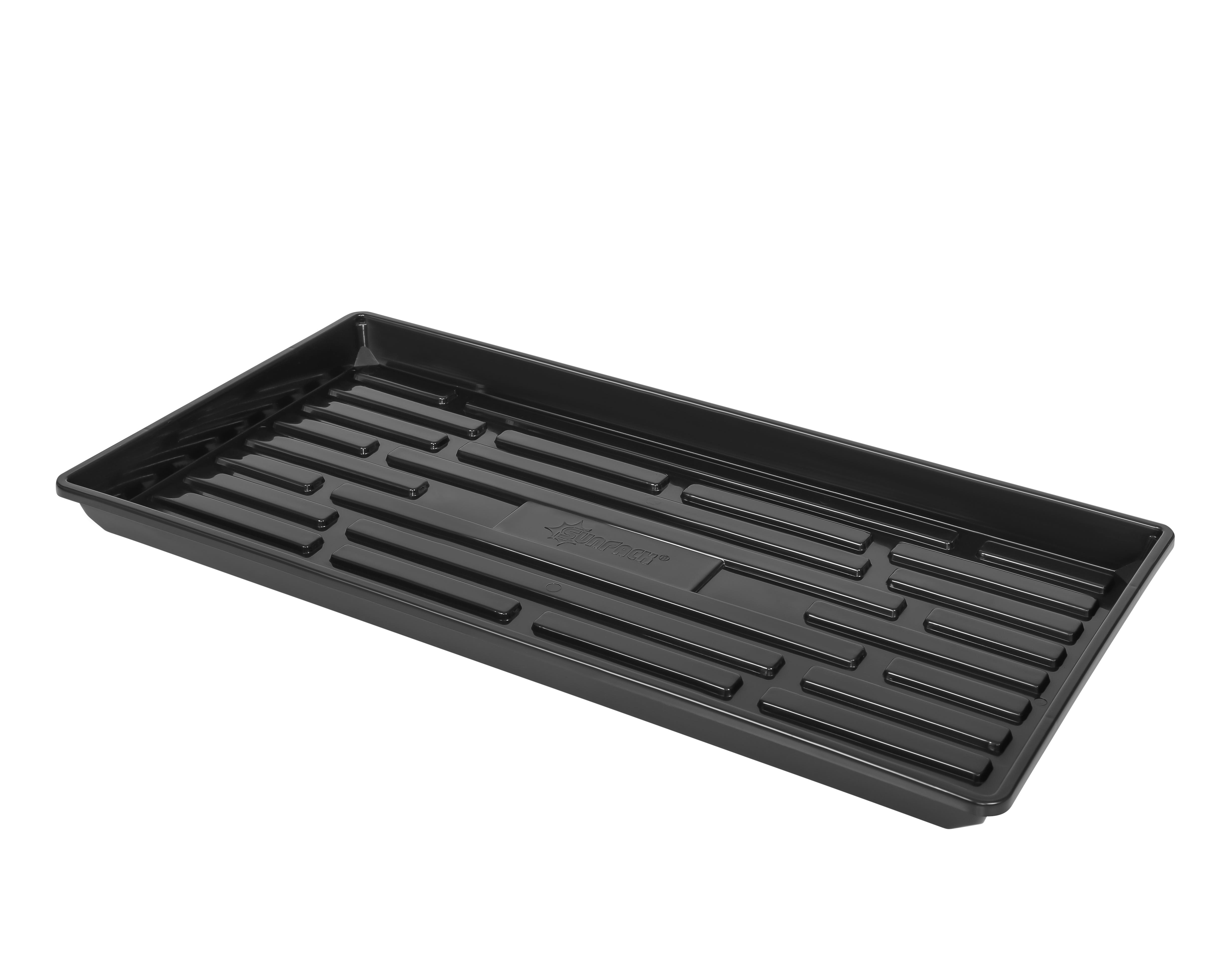 SUNPACK 10 x 20 in Plastic Seed Starting Tray, No Holes, Black