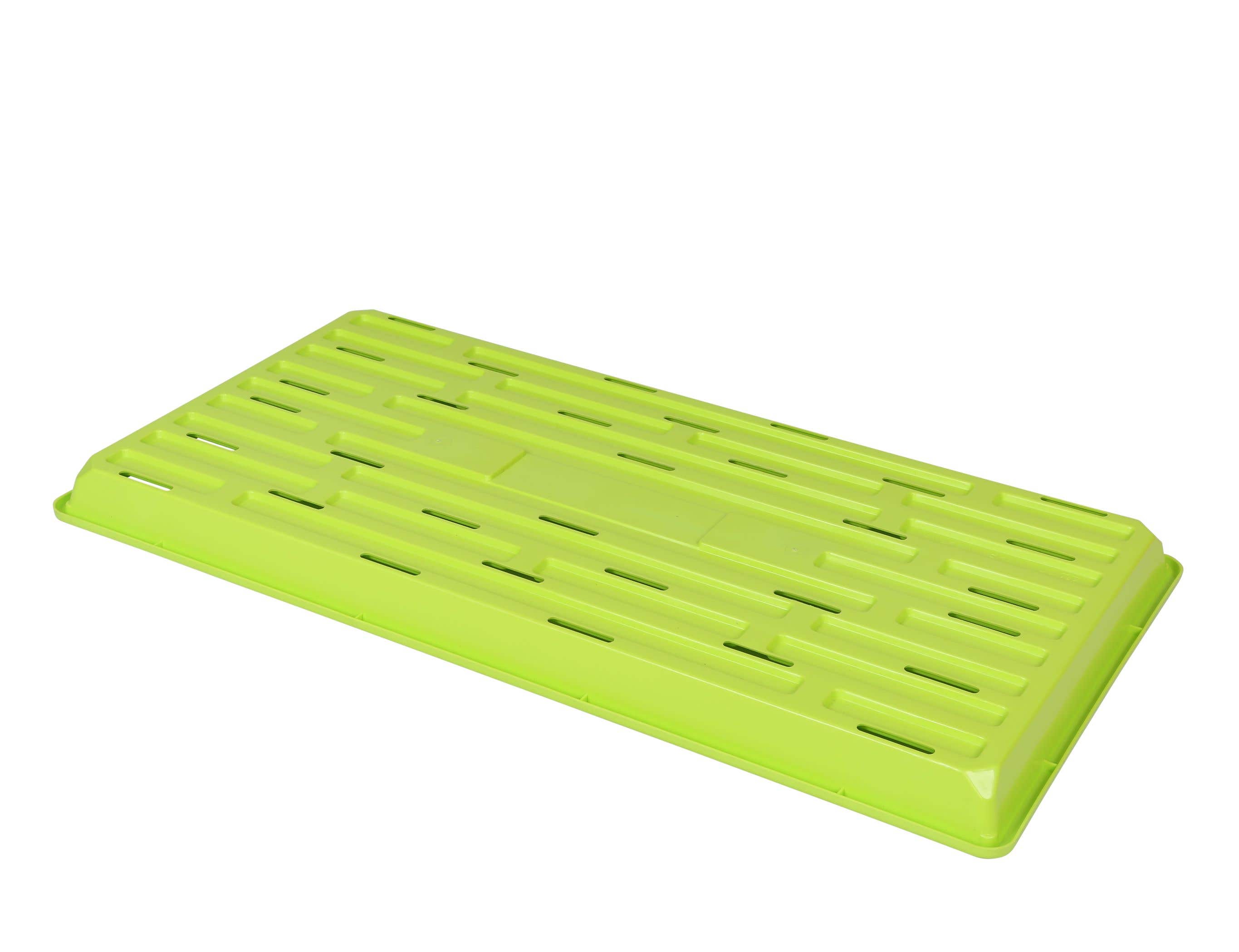 SUNPACK 10 x 20 in Plastic Seed Starting Tray, with Holes, Lime Green