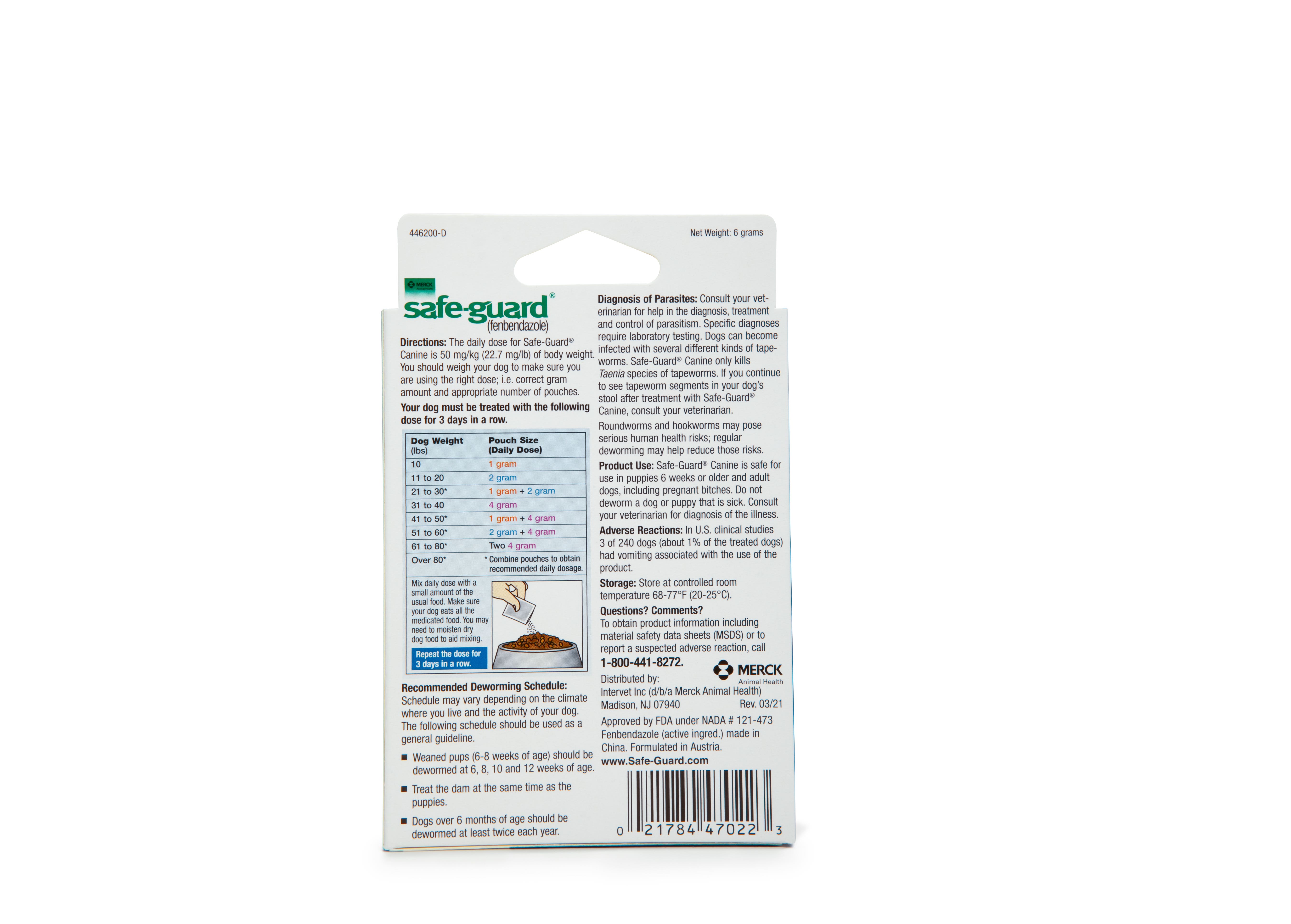 Safe-Guard Canine Dewormer, 2g