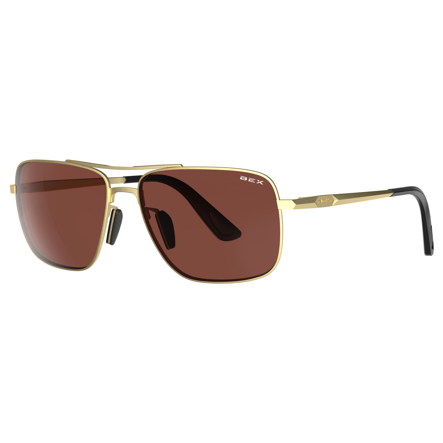 BEX Porter Matte Sunglasses, Gold/Brown