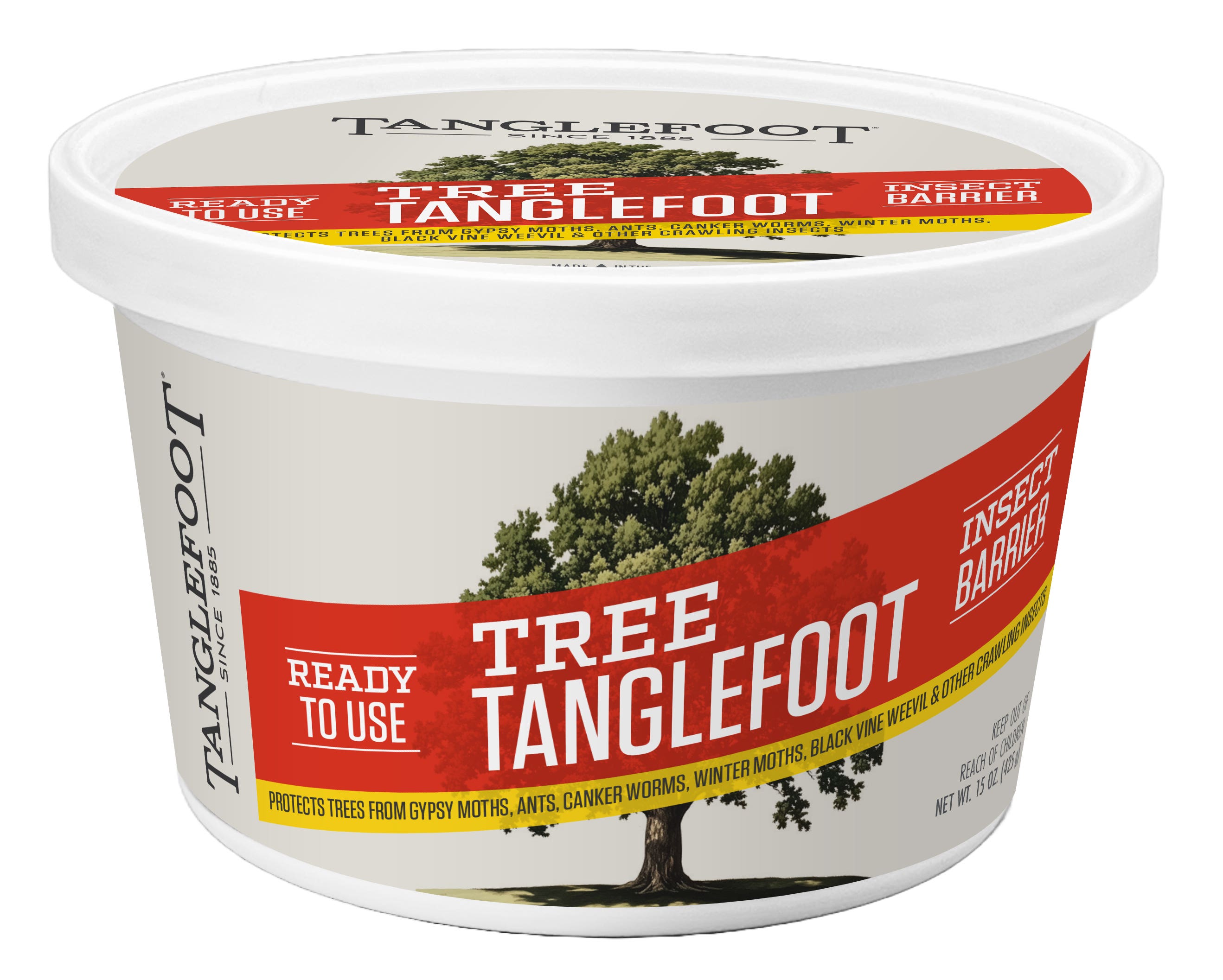 Tanglefoot Insect Barrier, Glue, 4 in W Trap, Brown, 15 oz Tub