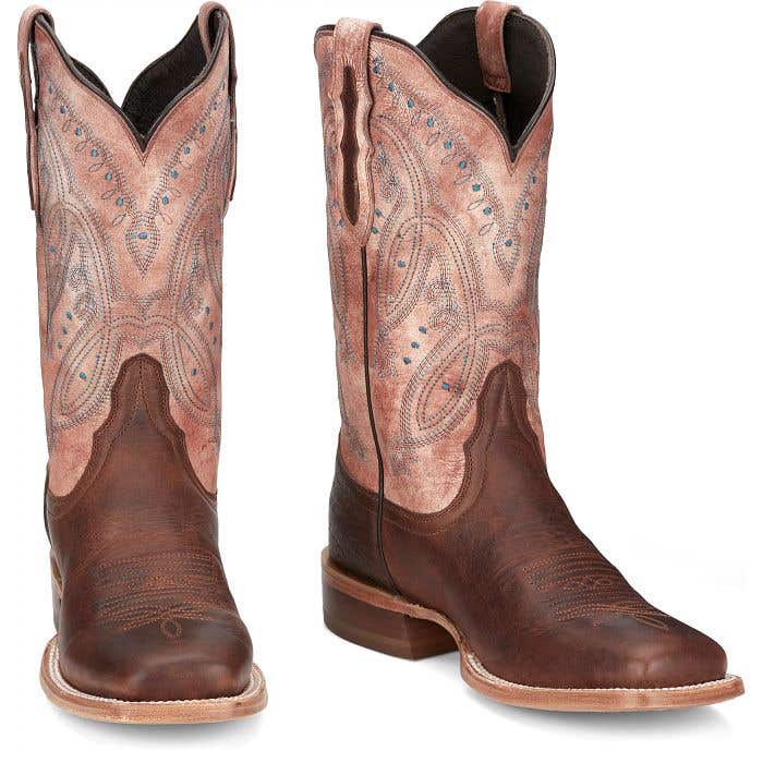 Tony Lama Western Boots, 6, B W, Tan, Cowhide Leather