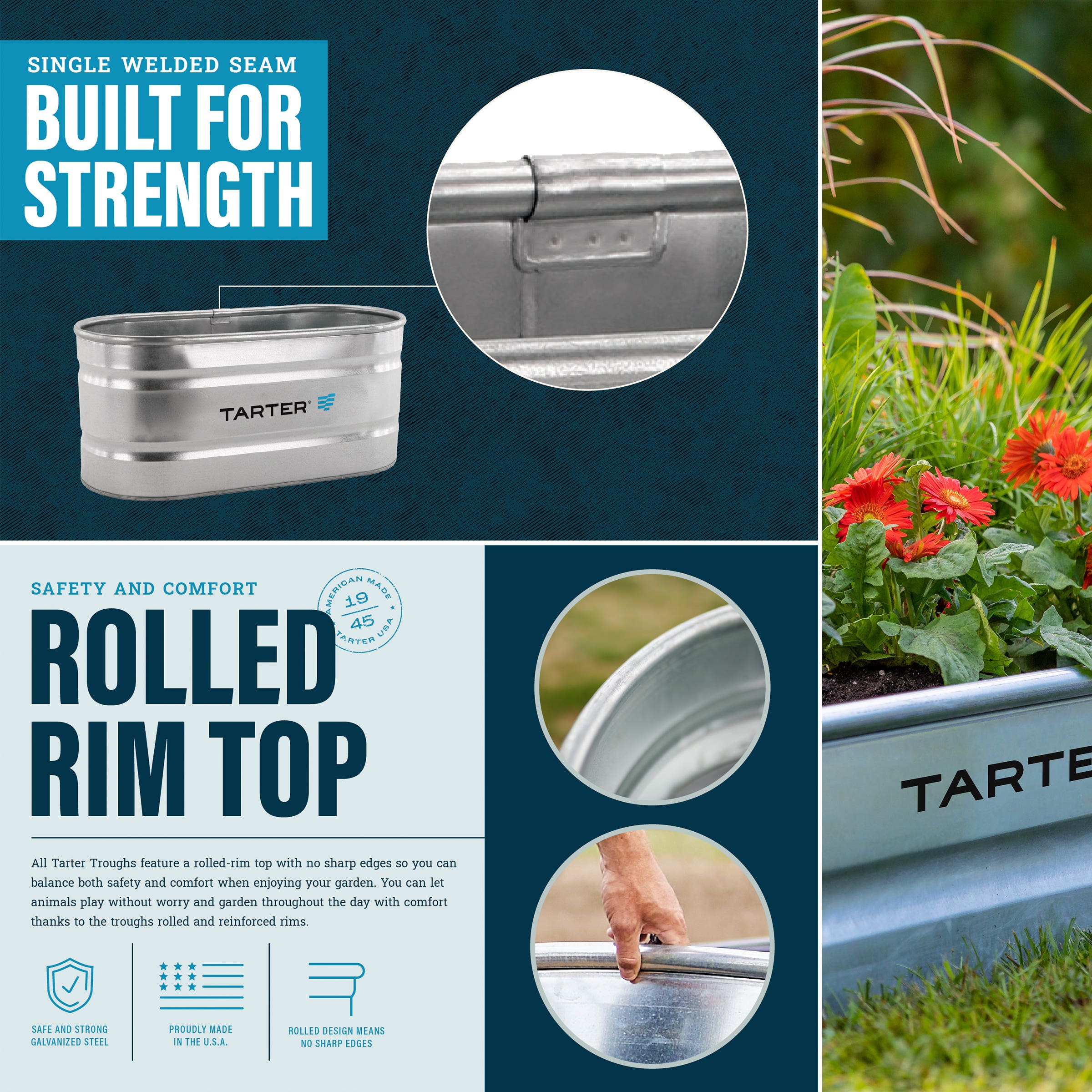 Tarter Oval Raised Bed Planter 6 ft × 2 ft × 1 ft Galvanized Steel