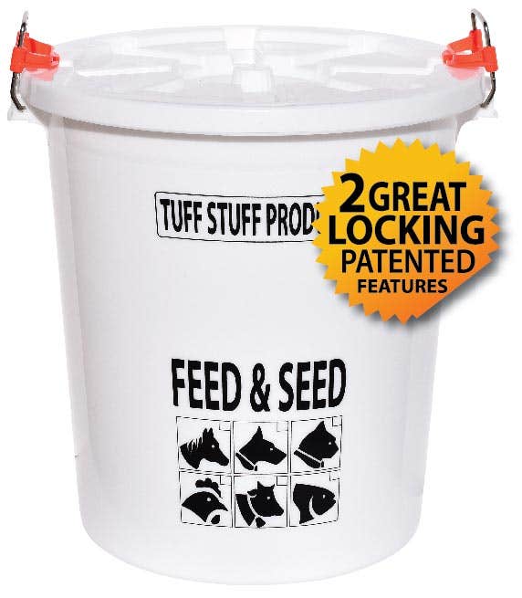Tuff Stuff Feed and Seed Storage Pail with Locking Lid, 7 Gallon