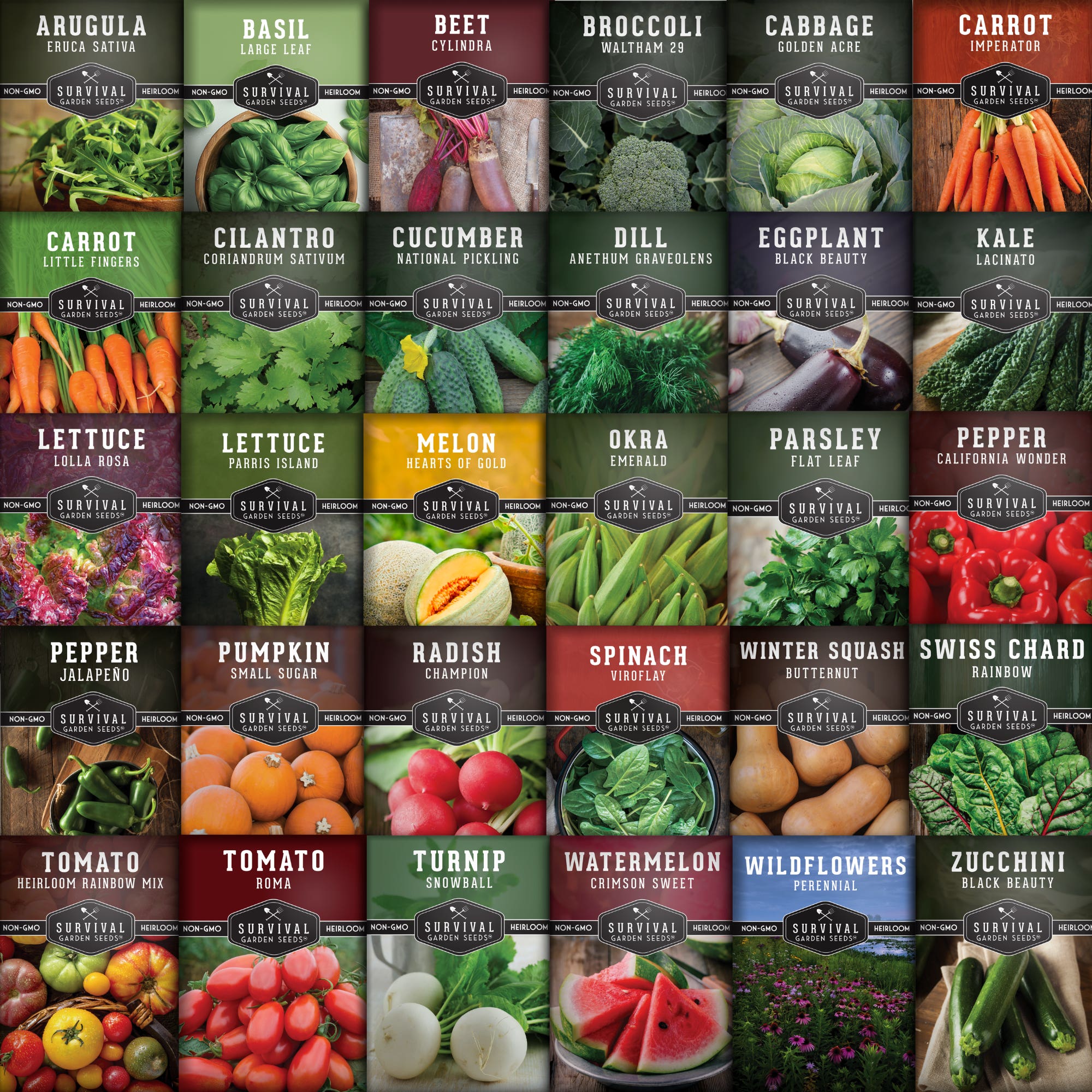Survival Garden Seeds Family Home Garden Kit, 30 Easy to Grow Seeds for a Victory Garden