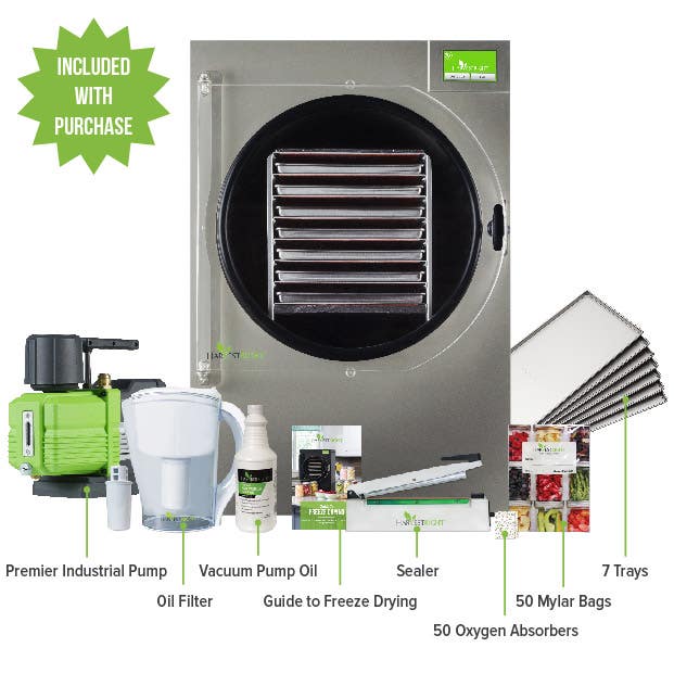 Harvest Right XL Home Freeze Dryer with Premier Pump, Stainless Steel, 7 Trays