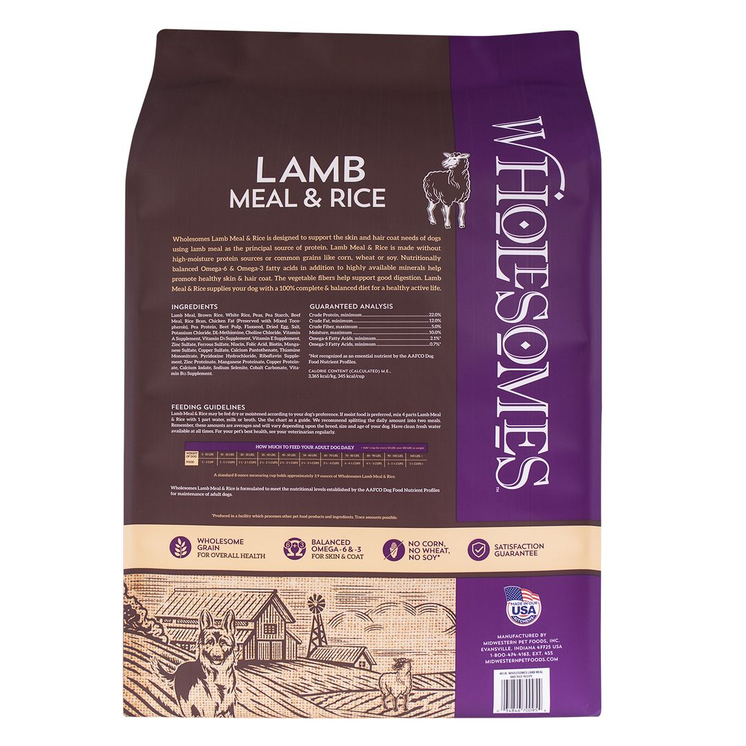 SPORTMiX Wholesomes Lamb Meal & Rice Dry Dog Food, 40 lb Bag
