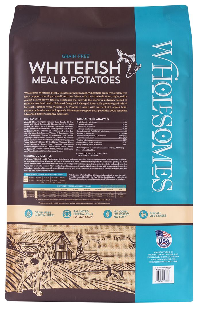 SPORTMiX Wholesomes Dog Food, Dry, Grain-Free, Whitefish & Potatoes Flavor, 35 lb