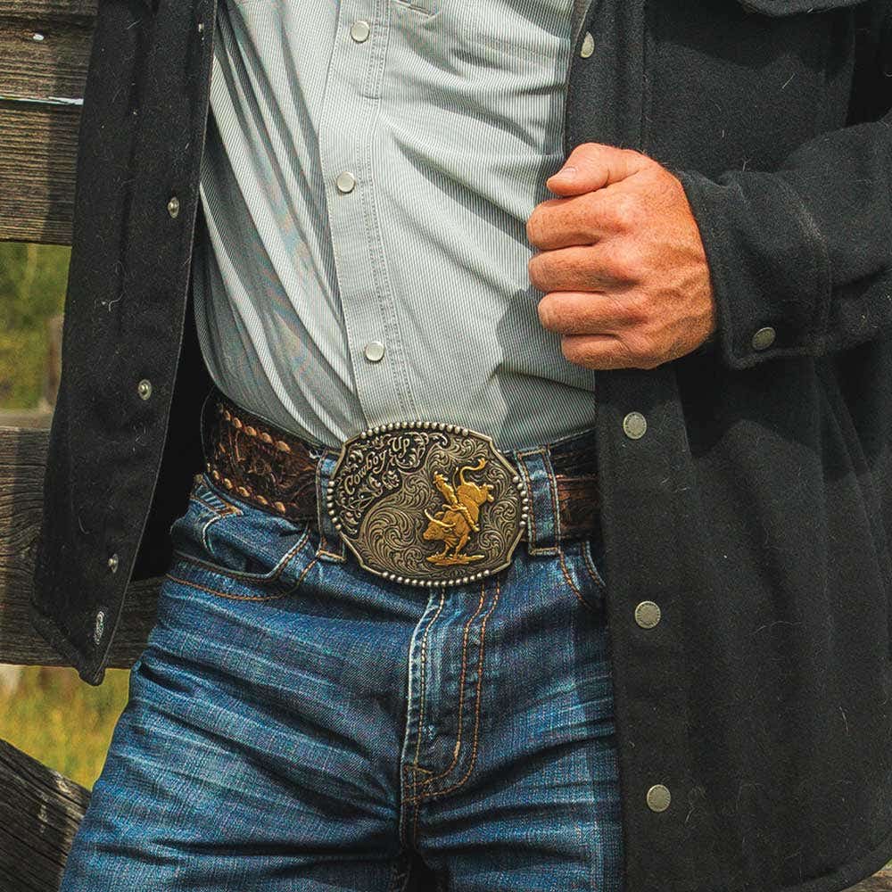 Montana Silversmiths Cowboy Up Bull Rider Belt Buckle
