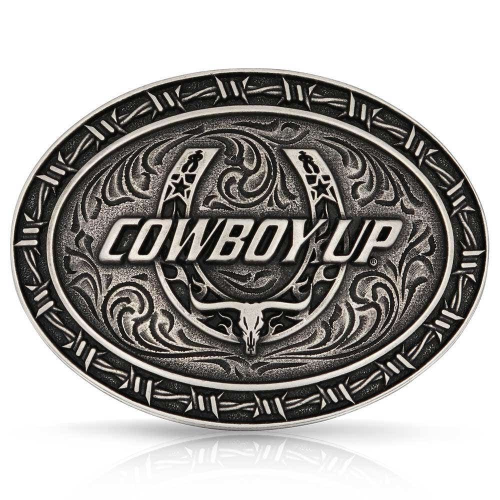 Montana Silversmiths Cowboy Up Barbed Wire Belt Buckle