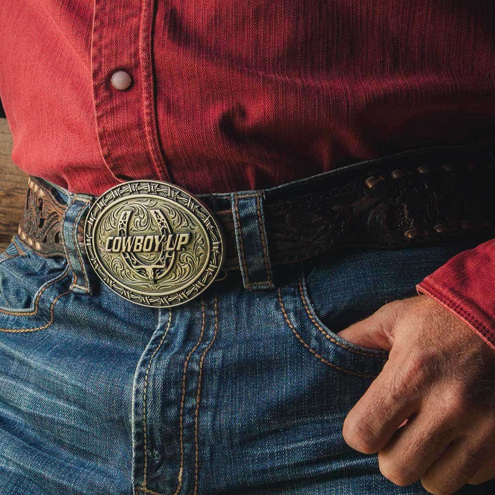 Montana Silversmiths Cowboy Up Barbed Wire Belt Buckle