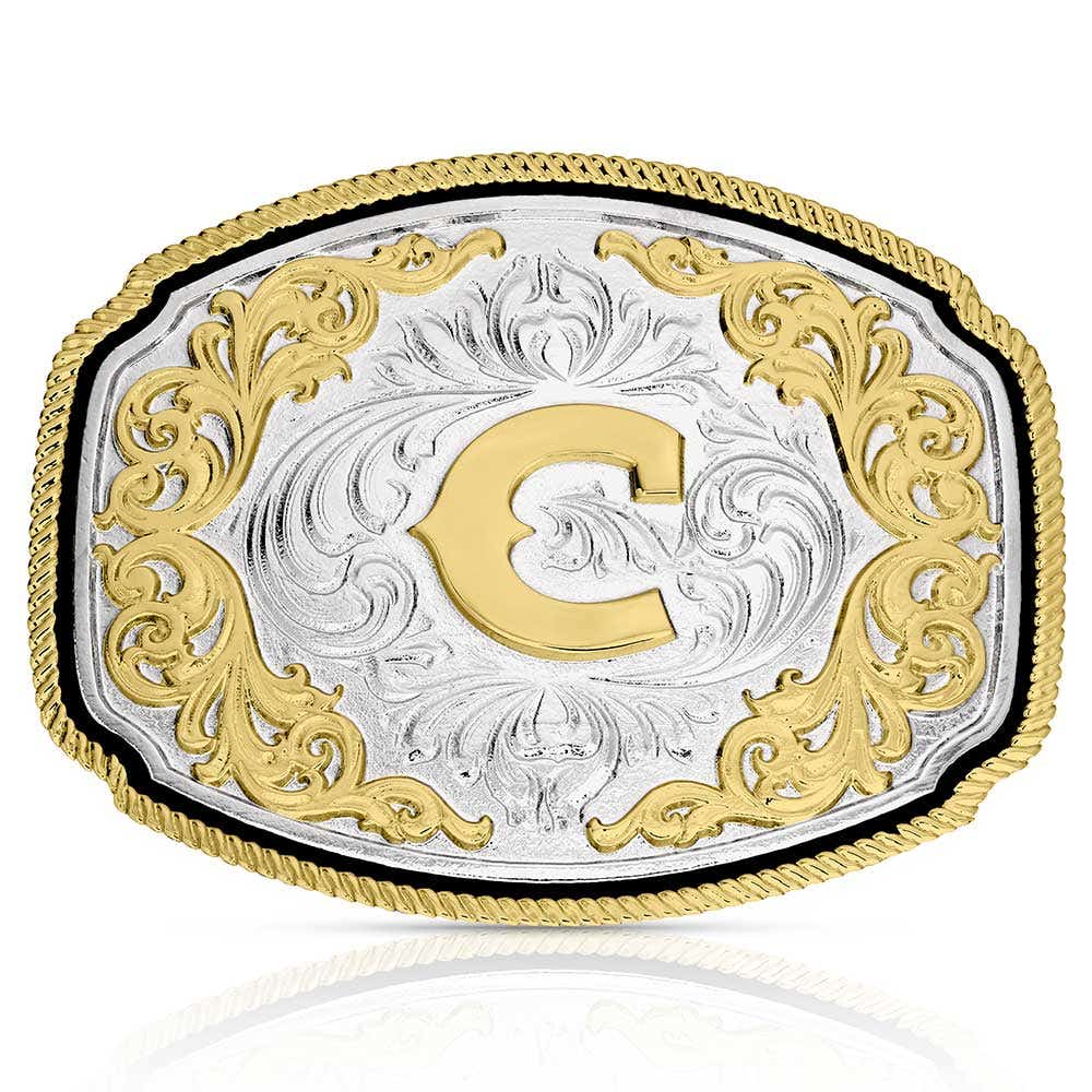 Montana Silversmiths Western Initial Belt Buckle – C
