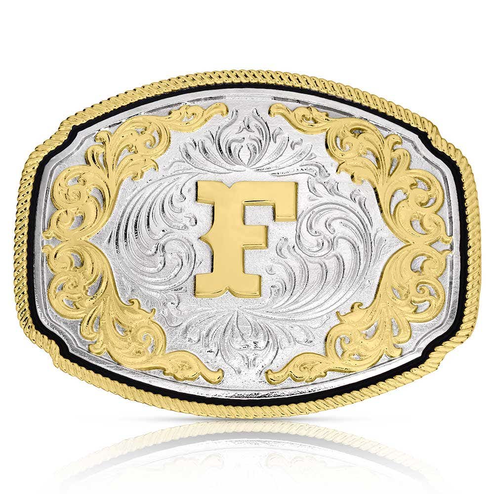 Montana Silversmiths Western Initial Belt Buckle – F