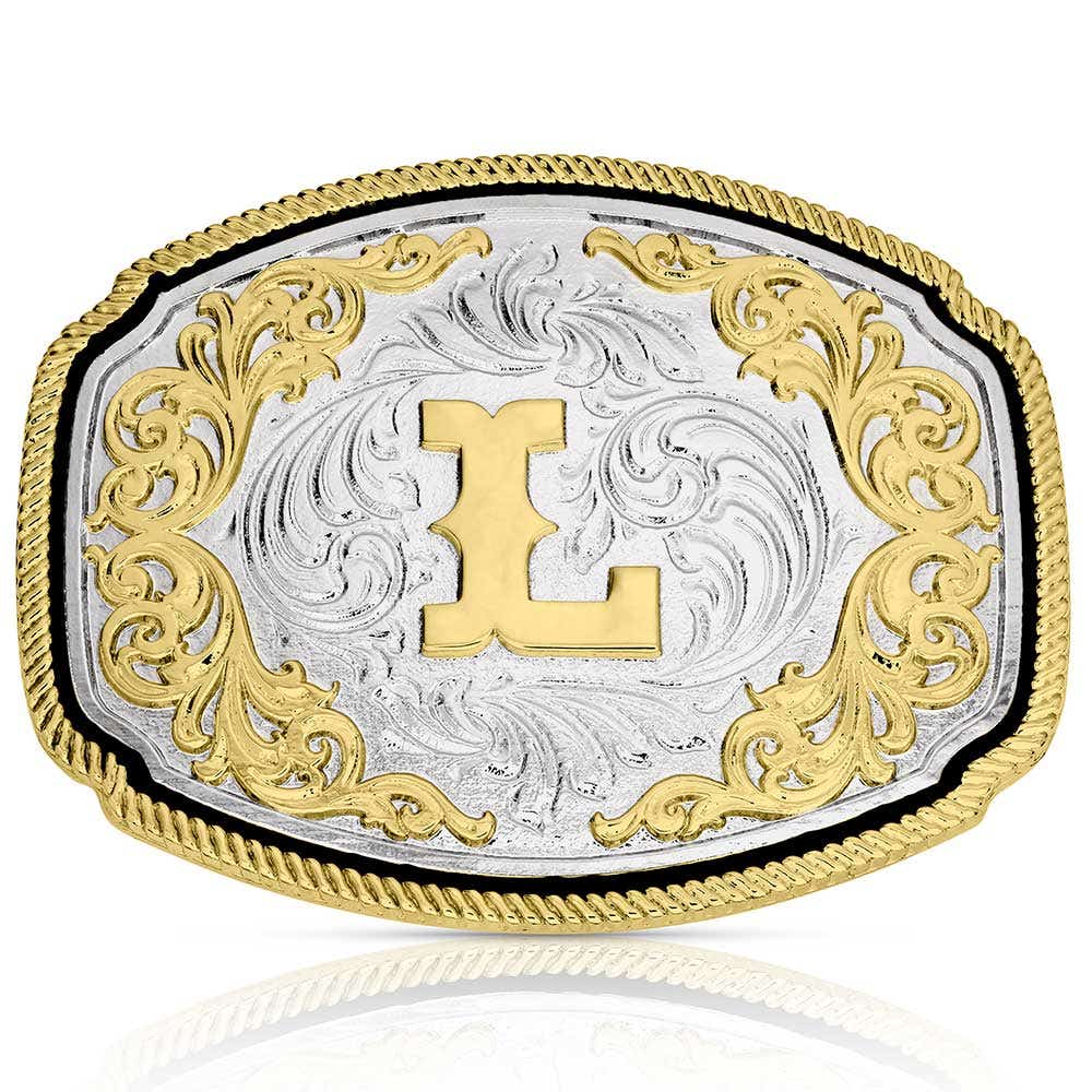 Montana Silversmiths Western Initial Belt Buckle – L