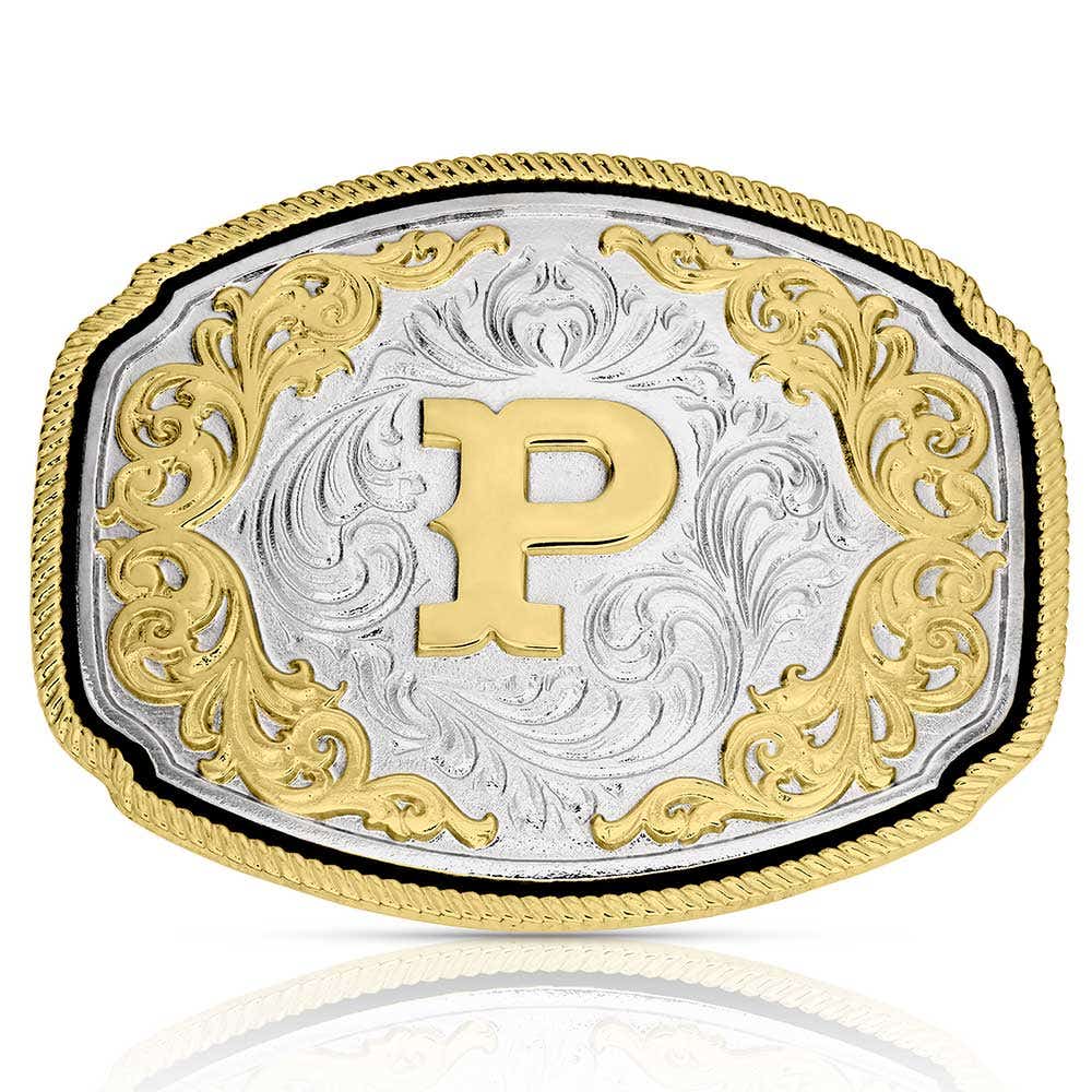 Montana Silversmiths Western Initial Belt Buckle – P