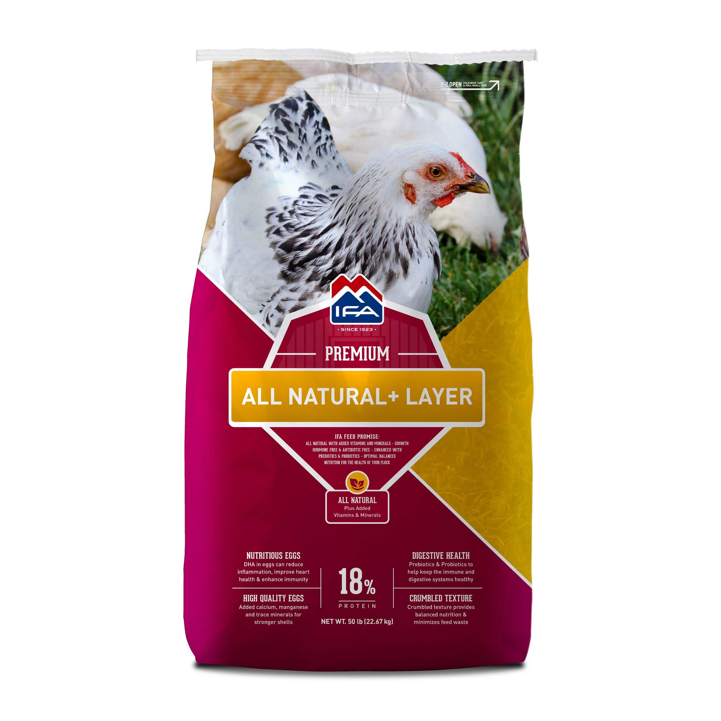 IFA All Natural+ Layer Crumble – Premium Poultry Feed, 50 Lb.