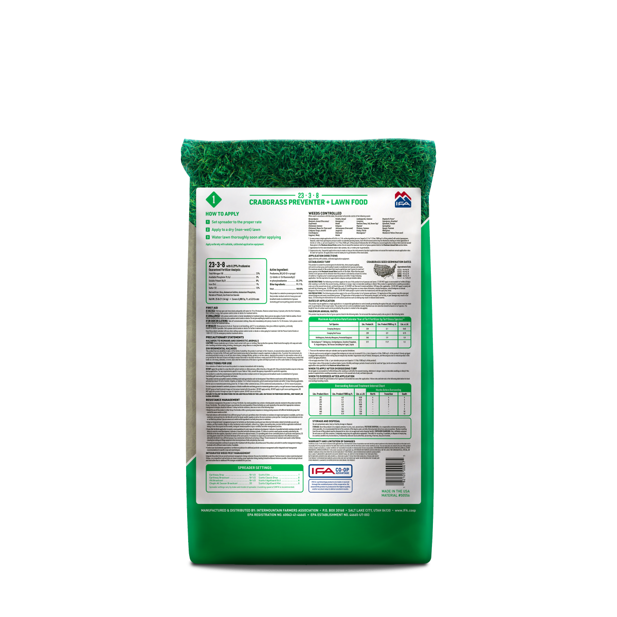 IFA Crabgrass Preventer + Lawn Food, 25 Lb. Bag, 23-3-8