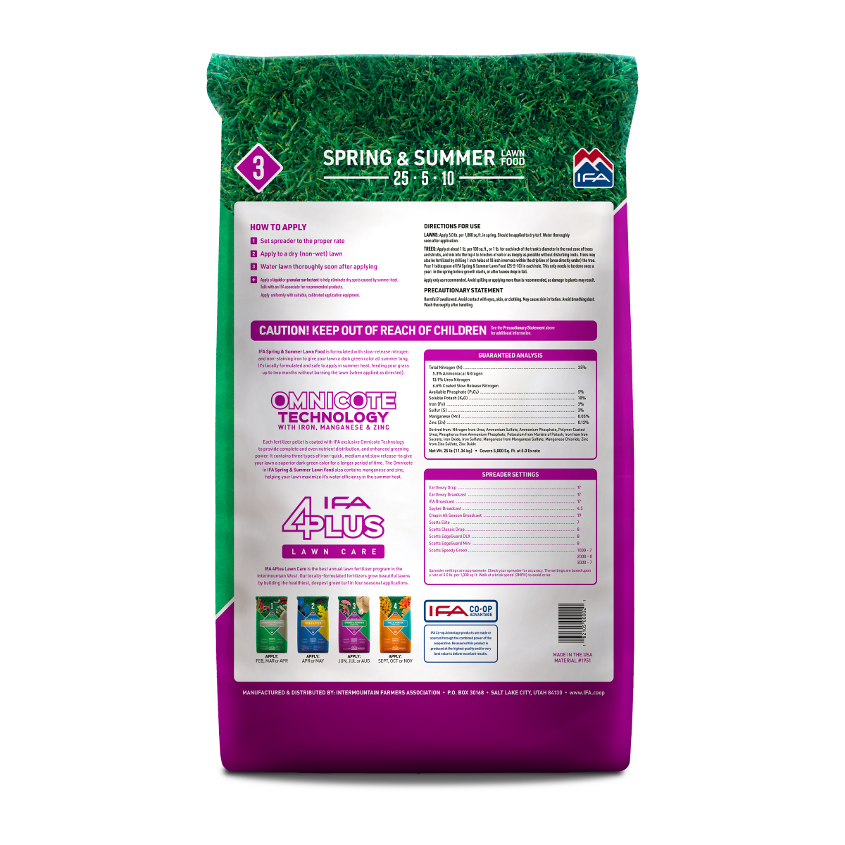 IFA Spring & Summer Lawn Food, 50 Lb. Bag, 25-5-10