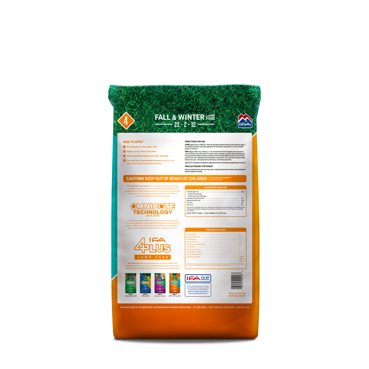 IFA Fall & Winter Lawn Fertilizer, 25 Lb. Bag, 22-2-12