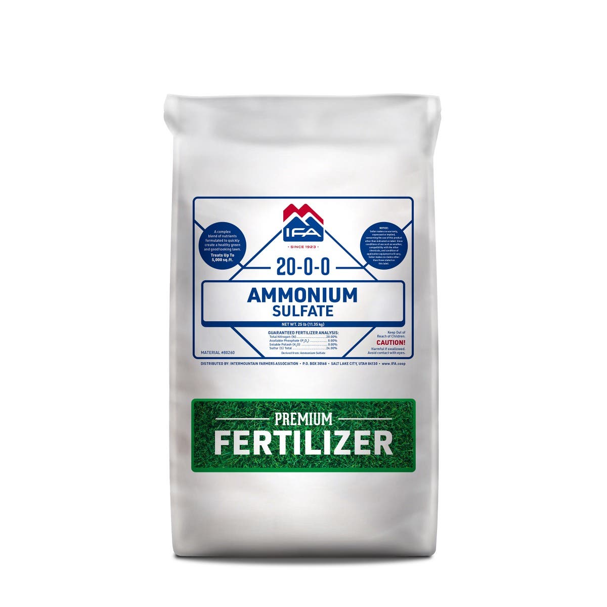 IFA Ammonium Sulfate 20-0-0 Lawn Fertilizer, 25 Lb.